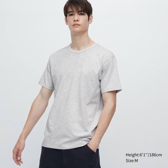 Uniqlo Airism Bavlnene Crew Neck Kratke Sleeved Tricko Panske Siva | PMXRKQ-470