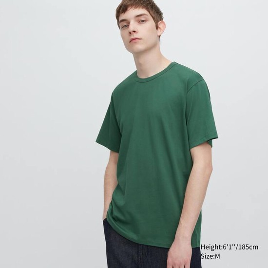 Uniqlo Airism Bavlnene Crew Neck Kratke Sleeved Tricko Panske Zelene | WGVFSA-057