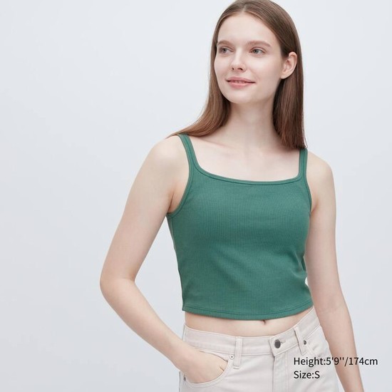 Uniqlo Airism Bavlnene Cropped Bez Rukavov Topy Damske Zelene | JAMTES-914