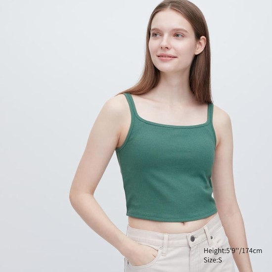 Uniqlo Airism Bavlnene Cropped Bez Rukavov Podprsenky Damske Zelene | KWSODM-806