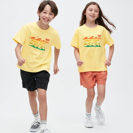 Uniqlo Airism Bavlnene Grafika Kratke Sleeved Tricko Detske Žlté | AVJUQR-152