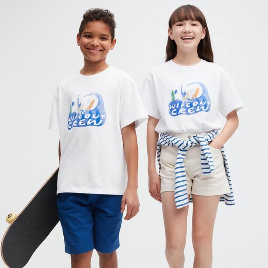 Uniqlo Airism Bavlnene Grafika Kratke Sleeved Tricko Detske Biele | NFAYHO-017