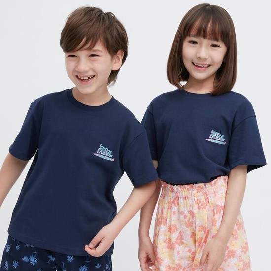 Uniqlo Airism Bavlnene Grafika Kratke Sleeved Tricko Detske Námornícka Modrá | OIYVXA-475