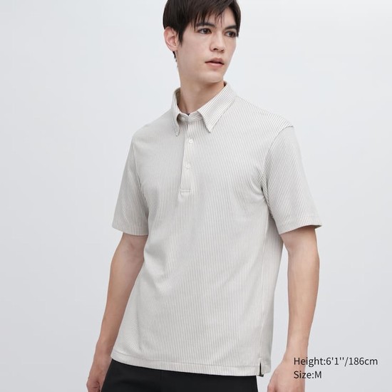 Uniqlo Airism Pruhované (Button-down Collar) Polokosele Panske Siva | HJSOVE-693