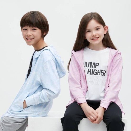 Uniqlo Airism Uv Protection Mesh Mikiny S Kapucňou Detske Svetlo Modre | DVXFAI-061