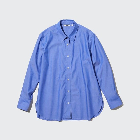 Uniqlo Bavlnene Chambray Long Sleeved Kosele Damske Modre | RPUOCL-623