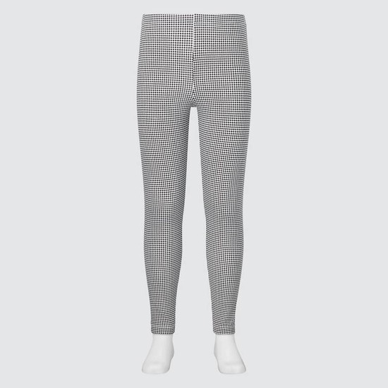 Uniqlo Bavlnene Checked Leginy Detske Čierne | FDVKOT-341