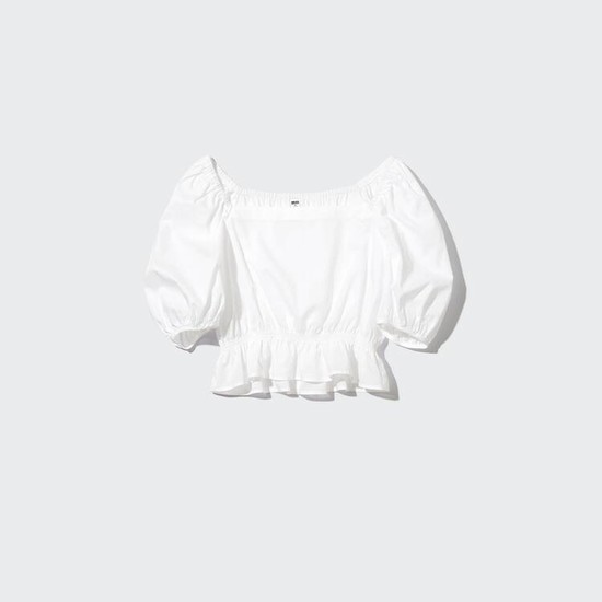 Uniqlo Bavlnene Cropped Kratke Sleeved Blúzky Damske Biele | XYQKVA-729