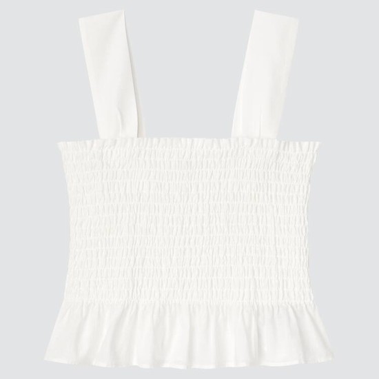 Uniqlo Bavlnene Gathered Bez Rukavov Blúzky Damske Biele | YTJDCG-793
