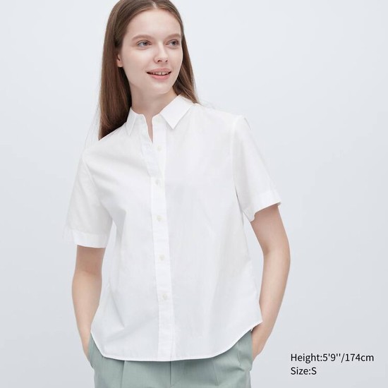 Uniqlo Bavlnene Kratke Sleeved Kosele Damske Biele | MRBYAW-652