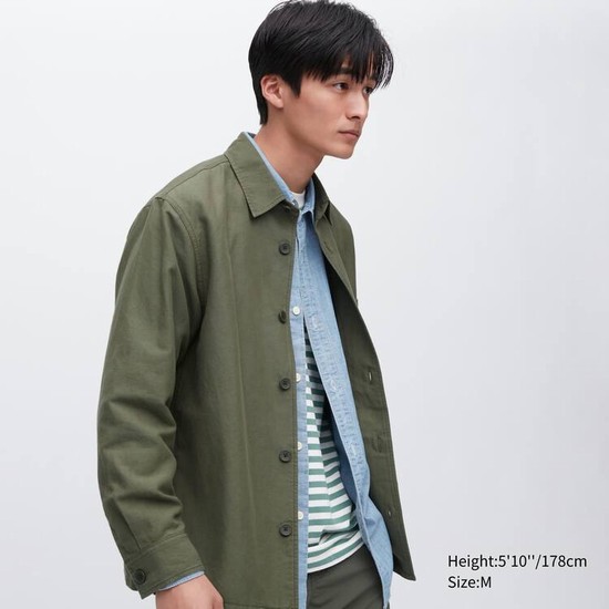 Uniqlo Bavlnene Linen Blend Overshirt Bundy Panske Olivovo Zelená | XZNFEK-897