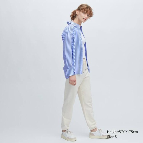 Uniqlo Bavlnene Pruhované Long Sleeved Kosele Damske Modre Biele | HBWTQK-730