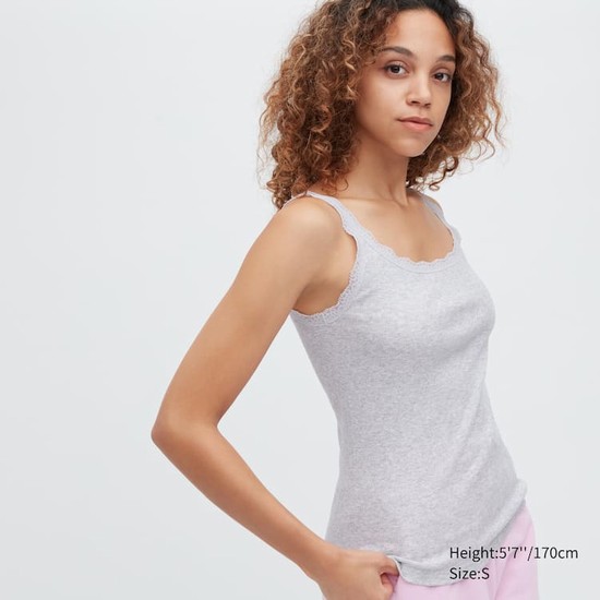 Uniqlo Bavlnene Rebrovaný Cipkovane Bez Rukavov Loungewear Damske Siva | LJEXRM-594