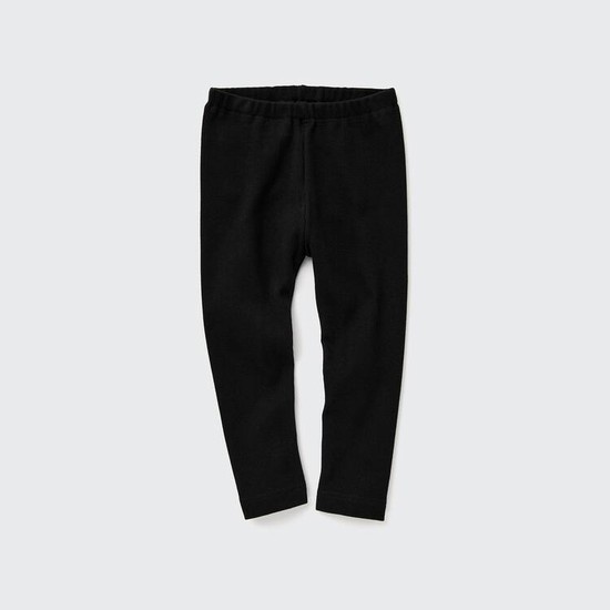 Uniqlo Bavlnene Rebrovaný Leginy Pre Babatka Čierne | BLFNDY-863