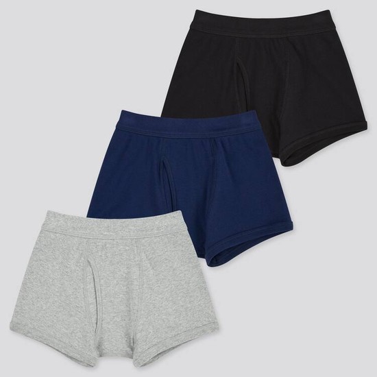 Uniqlo Boxer (Three Pack) (2021 Season) Spodne Pradlo Detske Siva Modre Čierne | QCHXBL-194