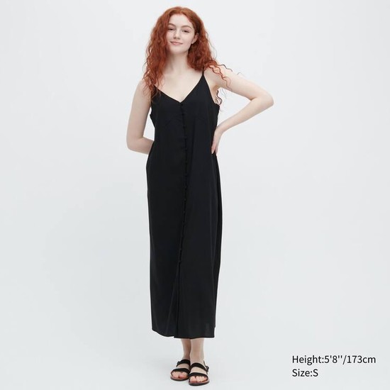 Uniqlo Button-down Flared Camisole Saty Damske Čierne | ECWITV-095