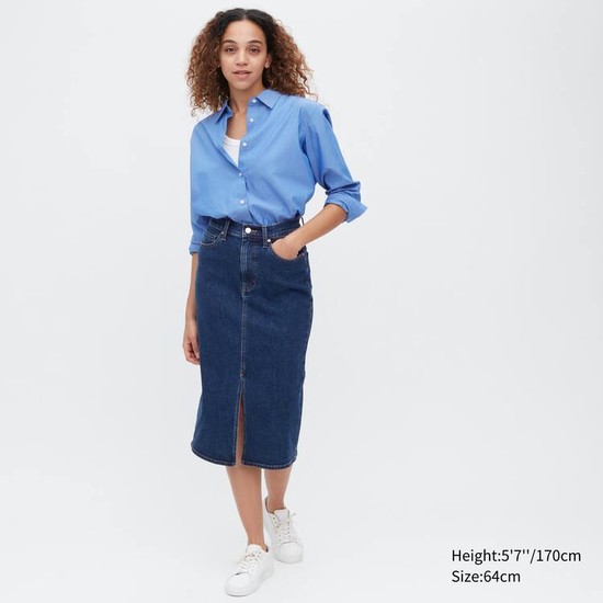 Uniqlo Denim Narrow Midi Sukne Damske Modre | CMSXZG-570