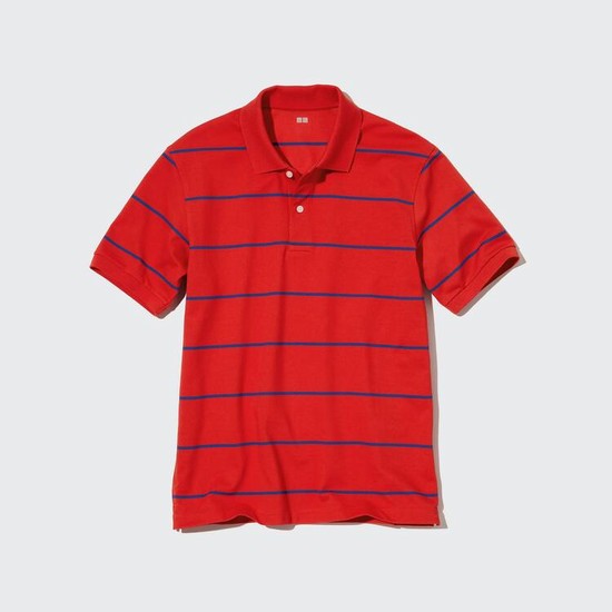 Uniqlo Dry Piqué Pruhované Polokosele Panske Červené | BIYWVX-209