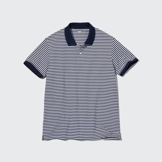 Uniqlo Dry Piqué Pruhované Polokosele Panske Biele | DETYUJ-547