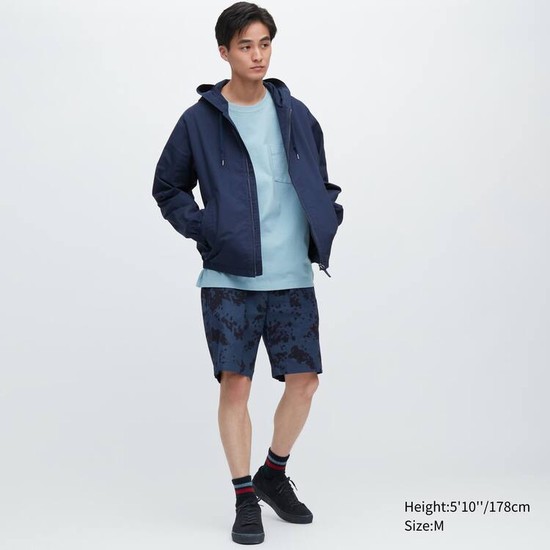 Uniqlo Dry Stretch Leaf Print Easy Sortky Panske Modre | BIRAXN-269