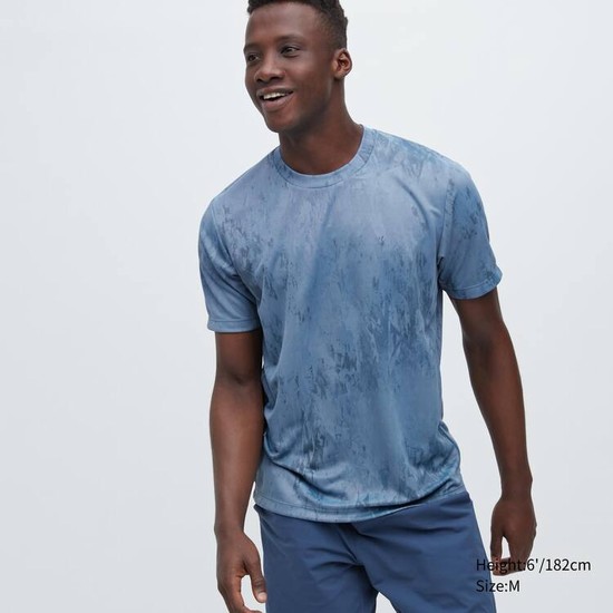 Uniqlo Dry-ex Printed Crew Neck Kratke Sleeved Tricko Panske Svetlo Modre | LHJOCP-780