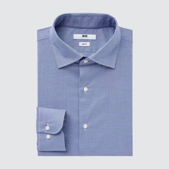 Uniqlo Easy Care Broadcloth Stretch Slim Fit (Semi-cutaway Collar) Kosele Panske Modre | IAYDKN-568