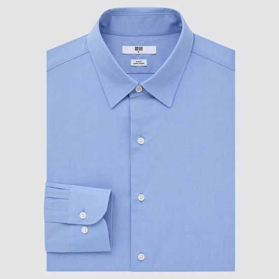 Uniqlo Easy Care Broadcloth Stretch Slim Fit (Regular Collar) Kosele Panske Modre | UPRDQW-517