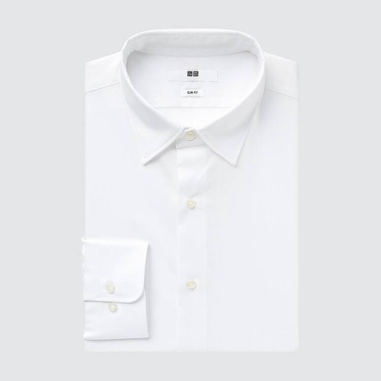 Uniqlo Easy Care Broadcloth Stretch Slim Fit (Regular Collar) Kosele Panske Biele | USYKGE-053