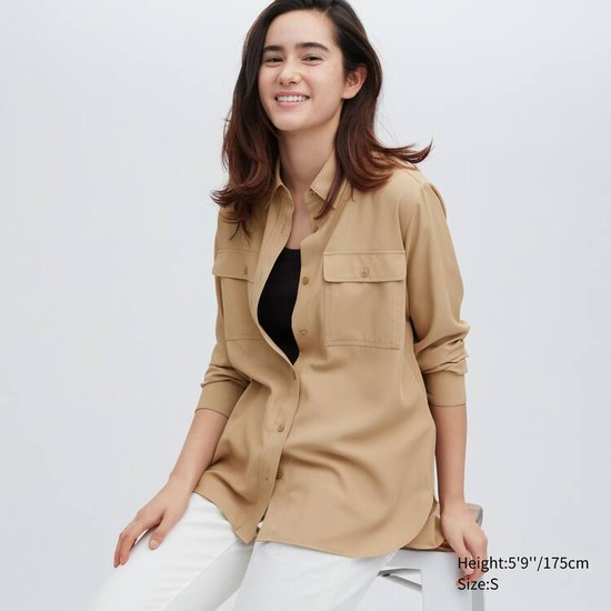 Uniqlo Easy Care Long Sleeved Kosele Damske Béžové | DFZLPH-109