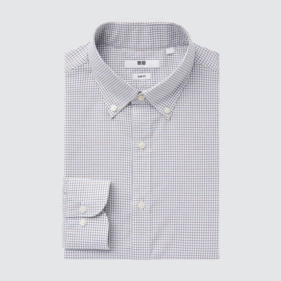 Uniqlo Easy Care Stretch Slim Fit Checked (Button-down Collar) Kosele Panske Hnede | AWSZIK-504