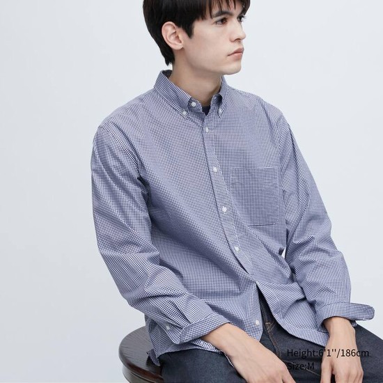 Uniqlo Extra Fine Bavlnene Broadcloth Long Sleeve Kosele Panske Modre | ALZGDK-472