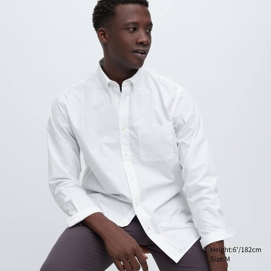Uniqlo Extra Fine Bavlnene Broadcloth Printed (Button-down Collar) Kosele Panske Biele | PCUOIG-798
