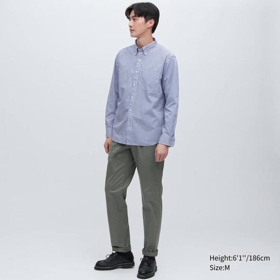 Uniqlo Extra Fine Bavlnene Broadcloth Regular Fit (Button-down Collar) Kosele Panske Modre | DZRCEL-519