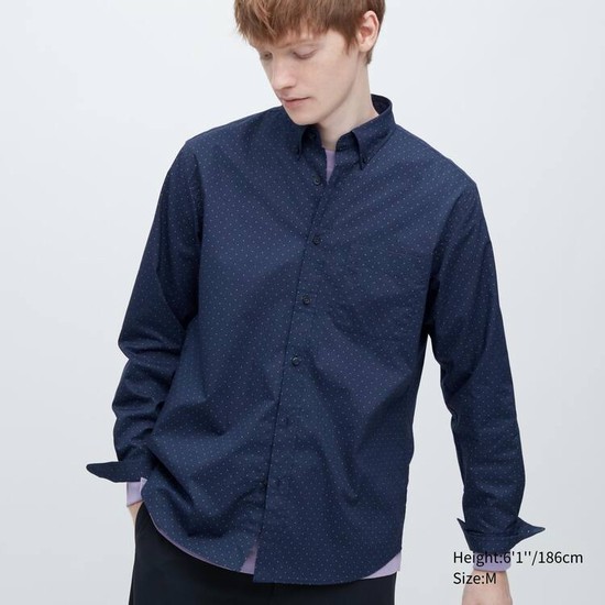 Uniqlo Extra Fine Bavlnene Broadcloth Regular Fit Printed (Regular Collar) Kosele Panske Modre | SPRAME-284