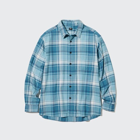 Uniqlo Flannel Checked Regular Fit (Regular Collar) Kosele Panske Modre | XVAWNY-325
