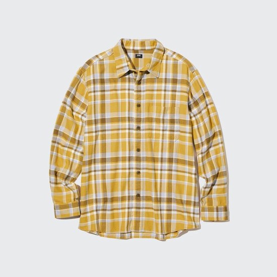 Uniqlo Flannel Checked Regular Fit (Regular Collar) Kosele Panske Žlté | ZXKNMQ-863