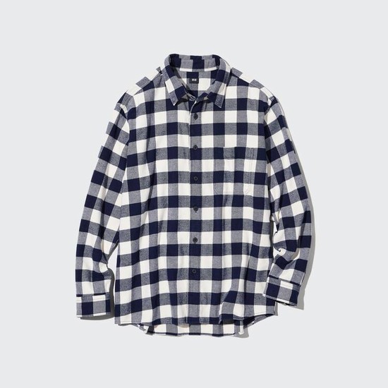 Uniqlo Flannel Regular Fit Checked (Regular Collar) Kosele Panske Biele | DTCGIM-723