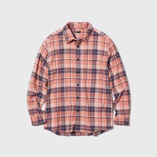 Uniqlo Flannel Regular Fit Checked (Regular Collar) Kosele Panske Ruzove | NTYLXE-136