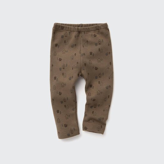 Uniqlo Fleece House Print Leginy Pre Babatka Hnede | NZBYUH-179