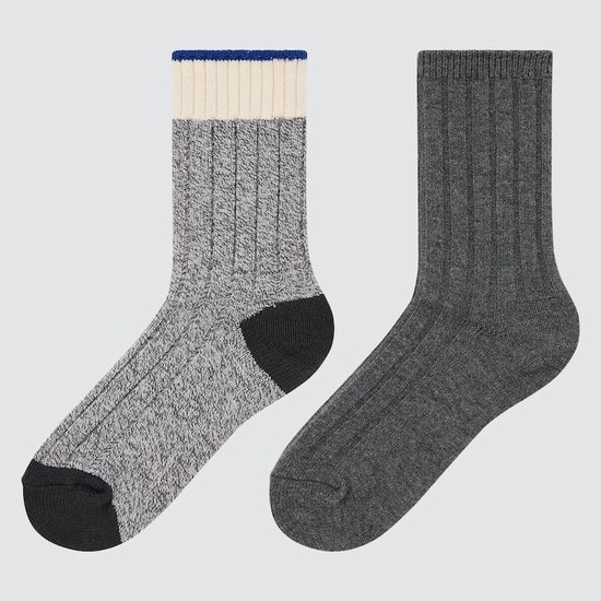 Uniqlo Heattech Colour Block (Two Pairs) Ponozky Detske Siva | HKLSQX-824