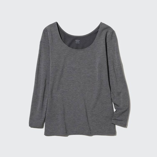 Uniqlo Heattech Extra Warm Bavlnene Scoop Neck Long Sleeved Thermal Topy Damske Tmavo Siva | NETBCV-154