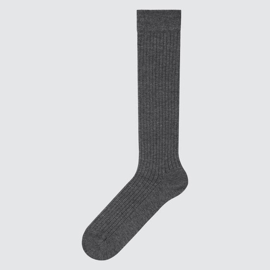 Uniqlo Heattech Rebrovaný Knee High Ponozky Panske Tmavo Siva | ISXDGF-592