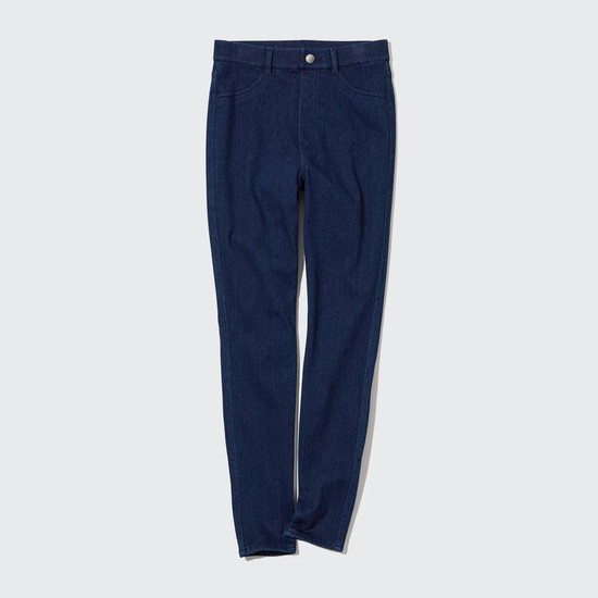 Uniqlo Heattech Ultra Stretch High Rise Denim Thermal Nohavice Damske Modre | YIZDBA-985