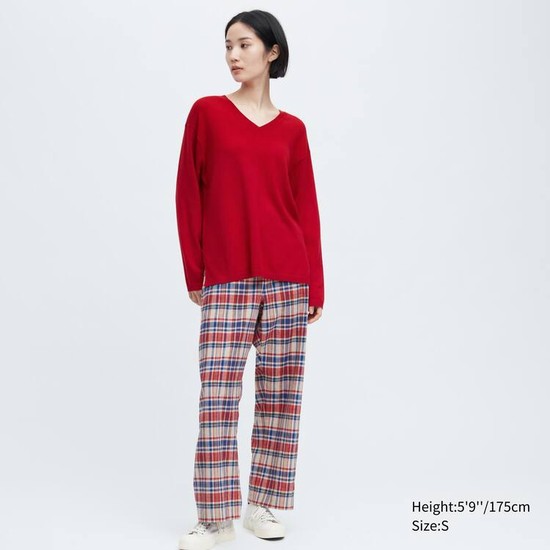 Uniqlo Ines De La Fressange Bavlnene Cashmere Blend Oversized V Neck Pleteniny Damske Červené | HAVFYT-561