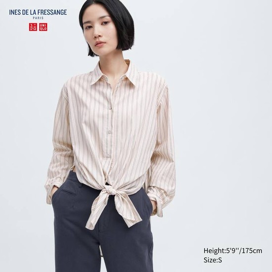 Uniqlo Ines De La Fressange Bavlnene Silk Blend Oversized Long Sleeved Kosele Damske Béžové | PBOGEK-981