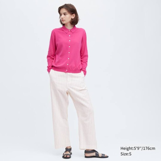 Uniqlo Ines De La Fressange Pletené Polo Kardigán Damske Ruzove | GVYCSA-432