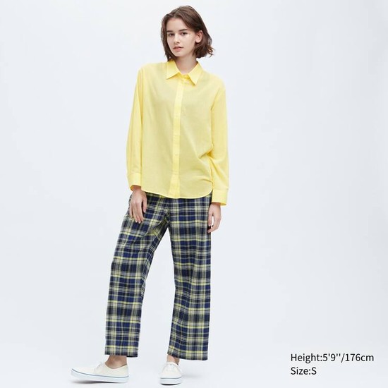 Uniqlo Ines De La Fressange Sheer Bavlnene Relaxed Fit Long Sleeved Kosele Damske Žlté | YIJPHV-342