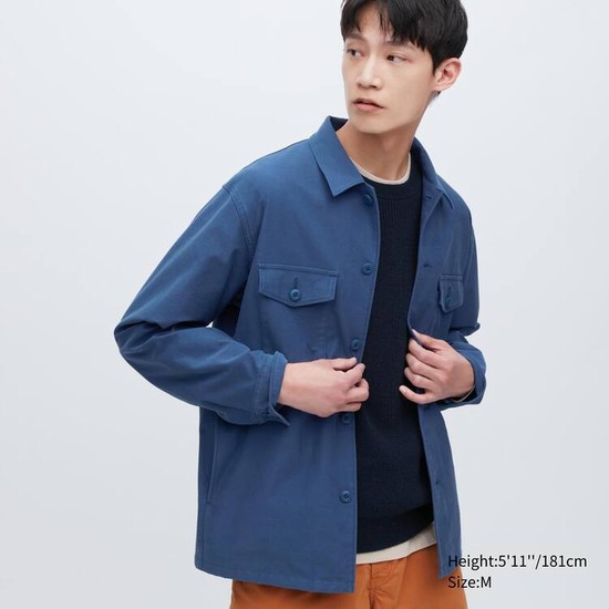 Uniqlo Jersey Overshirt Bundy Panske Modre | XPCYDF-274