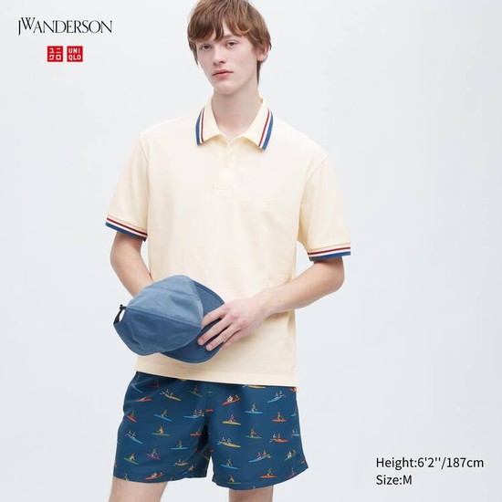 Uniqlo Jw Anderson Dry Piqué Patterned Polokosele Panske Biele | BCTJFH-896