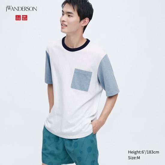 Uniqlo Jw Anderson Pocket Kratke Sleeved Tricko Panske Biele | BEQCZJ-325